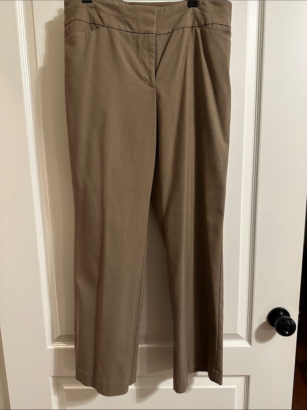 LOFT Straight-Leg Dress Trousers in Taupe